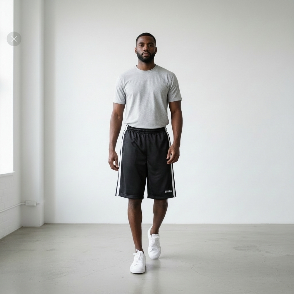 Shaq Basketball Shorts Mens Small Tear Away‎ Black Pull On Lined Drawstring